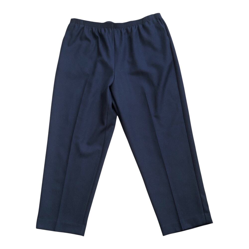 ALFRED DUNNER Womens Size 18 Navy Blue Pull On Elastic Waist Pants 27" Inseam